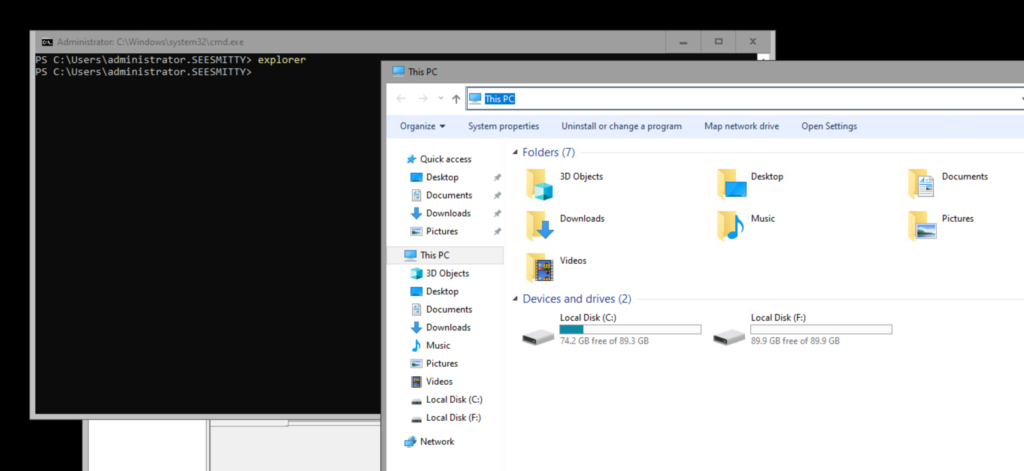 secondary drive added in windows server core